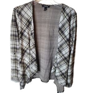Torrid Black & Ivory Plaid Open Style Drape Jacket, Size 00 Torrid/Medium
